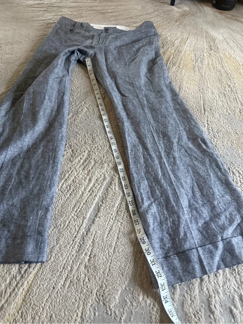Banana Republic trousers gray Martin fit cotton linen flare boot cut 12